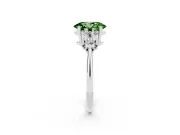 Oval Cluster Accent Engagement Ring Setting for a Fancy Green Lab-Grown Diamond | Platinum