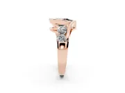 Fancy Black Pear Cut Diamond Bezel Bypass Ring Set in Rose gold with Round Accents
