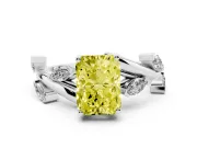 Radiant Cut Twisted Vine Engagement Ring Setting for a Fancy Yellow Lab-Grown Diamond | Platinum