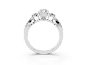 Marquise Cut Diamond Three-Stone Ring Set in White gold with Pavé Split Shank and Prong Setting
