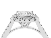 Princess Cut Raised Halo Engagement Ring Setting | Pave Band | White Gold