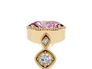 Oval Vintage Engagement Ring Setting for a Fancy Pink Lab-Grown Diamond | Yellow Gold