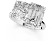 Radiant Cut and Emerald Cut Toi Moi Ring Set in Silver with Prong Setting