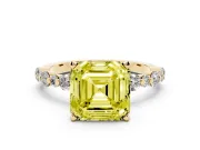 Asscher Cut Pavé Engagement Ring Setting for a Fancy Yellow Lab-Grown Diamond | Yellow Gold