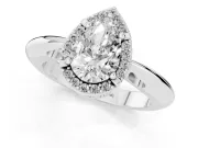 Pear-Shaped Halo Engagement Ring Setting | Plain Tapered Band | Platinum