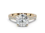 Round Pavé Solitaire Engagement Ring Setting | Crossover Gallery | Yellow Gold