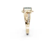 Radiant Cut Bypass Solitaire Engagement Ring Setting for a Fancy Green Lab-Grown Diamond | Pavé Strands | Yellow Gold