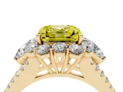 Fancy Yellow Asscher Cut Diamond Halo Split Shank Engagement Ring Set in Yellow gold with Prong-Held Center Stone