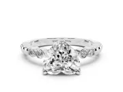 Heart-Shaped Beaded Solitaire Engagement Ring Setting | Bezel Accents | White Gold
