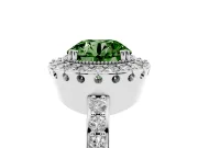 Round Vintage Milgrain Halo Engagement Ring Setting for a Fancy Green Lab-Grown Diamond | Pierced Gallery | White Gold
