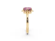 Radiant Cut Petal Halo Engagement Ring Setting for a Fancy Pink Lab-Grown Diamond | Yellow Gold