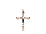 Round Lab-Grown Diamond Pavé Cross Pendant Necklace | Flared Pointed Arms | Rose Gold