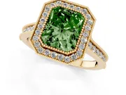 Radiant Cut Vintage Milgrain Halo Engagement Ring Setting for a Fancy Green Lab-Grown Diamond | Bezel Head | Yellow Gold