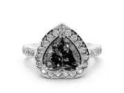 Heart-Shaped Halo Engagement Ring Setting for a Black Center | Sterling Silver