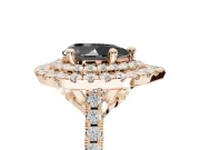 Pear-Shaped Double Halo Engagement Ring Setting for a Black Center | Pavé Shoulders | Rose Gold