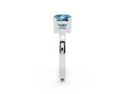 Fancy Blue Princess Cut Diamond Solitaire Ring Set in Silver with Prong Head and Smooth Polished Band