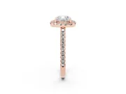 Cushion Cut Pave Halo Engagement Ring Setting | Pave Band | Rose Gold
