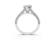Heart-Shaped Vintage Hidden Halo Engagement Ring Setting | Milgrain Pave Band | Platinum