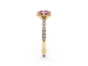 Cushion Cut Floral Petal Engagement Ring Setting for a Fancy Pink Lab-Grown Diamond | Petal Accents | Yellow Gold