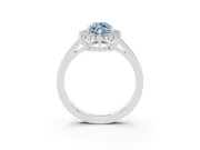 Fancy Blue Marquise Cut Diamond Halo Ring Set in White gold with Round Halo and Smooth Solitaire Band