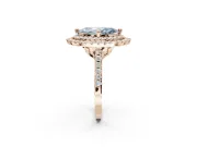 Marquise Double Halo Engagement Ring Setting for a Fancy Blue Lab-Grown Diamond | Pave Shoulders | Rose Gold
