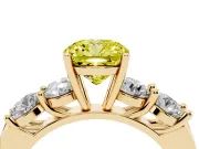 Cushion Cut Five Stone Engagement Ring Setting for a Fancy Yellow Lab-Grown Diamond | Plain Band | Yellow Gold