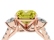 Asscher Cut Three-Stone Engagement Ring Setting for a Fancy Yellow Lab-Grown Diamond | Rose Gold