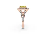 Emerald Cut Halo Split Shank Engagement Ring Setting for a Fancy Yellow Lab-Grown Diamond | Pavé Strands | Rose Gold