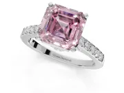 Asscher Cut Pavé Engagement Ring Setting for a Fancy Pink Lab-Grown Diamond | Crossover Gallery | Sterling Silver