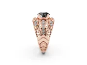 Round Art Deco Graduated Pavé Engagement Ring Setting for a Black Center | Split Shank | Rose Gold