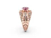 Round Art Deco Graduated Engagement Ring Setting for a Fancy Pink Lab-Grown Diamond | Rose Gold