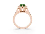 Radiant Cut Floral Halo Engagement Ring Setting for a Fancy Green Lab-Grown Diamond | Pavé Split Shank | Rose Gold
