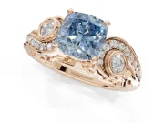Cushion Cut Swirl Engagement Ring Setting for a Fancy Blue Lab-Grown Diamond | Rose Gold