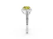 Fancy Yellow Heart Cut Diamond Halo Pavé Engagement Ring Set in White gold with Bezel Setting