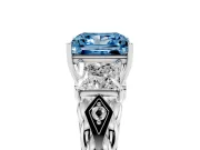 Princess Cut Three Stone Engagement Ring Setting for a Fancy Blue Lab-Grown Diamond | Braided Band | Platinum