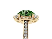 Round Halo Engagement Ring Setting for a Fancy Green Lab-Grown Diamond | Petal Tips | Yellow Gold