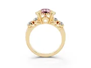 Emerald Cut Floral Engagement Ring Setting for a Fancy Pink Lab-Grown Diamond | Petal Frame | Yellow Gold