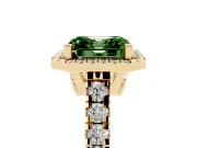 Asscher Cut Accented Halo Engagement Ring Setting for a Fancy Green Lab-Grown Diamond | Yellow Gold