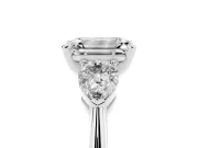 Emerald Cut Three-Stone Engagement Ring Setting | Pear Side Stones | White Gold