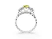 Fancy Yellow Marquise Cut Diamond Three-Stone Ring Set in White gold with Braided Band