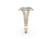 Marquise Halo Pavé Engagement Ring Setting for a Fancy Blue Lab-Grown Diamond | Narrow Split Shank | Yellow Gold