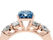 Radiant Cut Five Stone Engagement Ring Setting for a Fancy Blue Lab-Grown Diamond | Prong Set Side Stones | Rose Gold