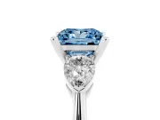 Princess Cut Three-Stone Engagement Ring Setting for a Fancy Blue Lab-Grown Diamond | Pear Side Stones | Sterling Silver