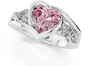 Heart-Shaped Engagement Ring Setting for a Fancy Pink Lab-Grown Diamond | Bezel | Sterling Silver