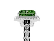 Radiant Cut Halo Engagement Ring Setting for a Fancy Green Lab-Grown Diamond | Shared Prong Shoulders | Sterling Silver