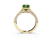 Princess Cut Hidden Halo Engagement Ring Setting for a Fancy Green Lab-Grown Diamond | Milgrain Pave | Yellow Gold