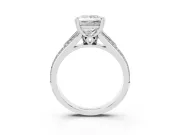 Princess Cut Pave Split Shank Engagement Ring Setting | Double Claw Prongs | Sterling Silver