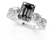 Emerald Cut Three Stone Engagement Ring Setting for a Black Center | Split Shank | Sterling Silver