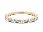 Marquise Lab-Grown Diamond Bar Set Half Eternity Wedding Band | Open Sides | Yellow Gold