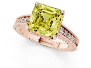 Asscher Cut Engraved Engagement Ring Setting for a Fancy Yellow Lab-Grown Diamond | Rose Gold